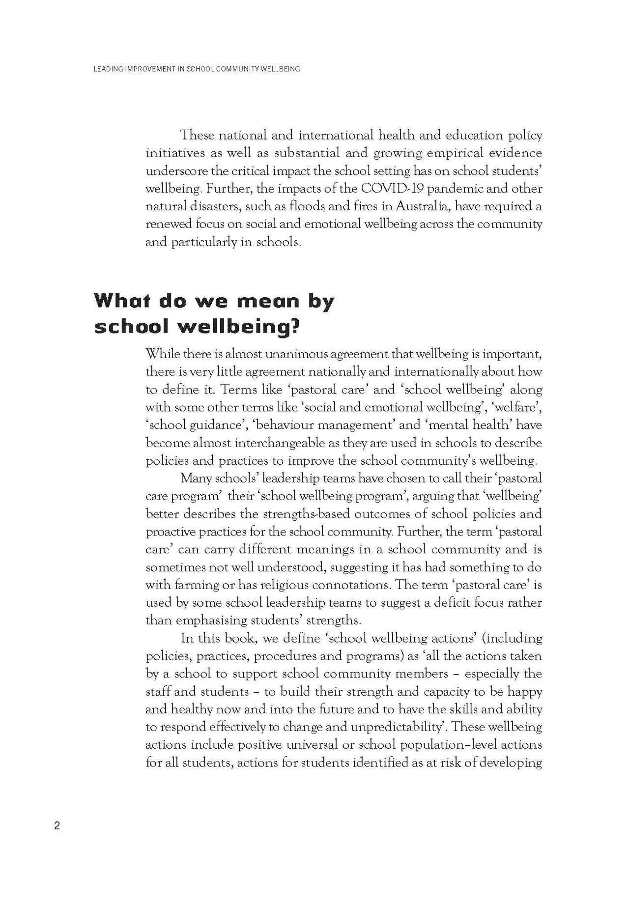 Leading Improvement in School Community Wellbeing