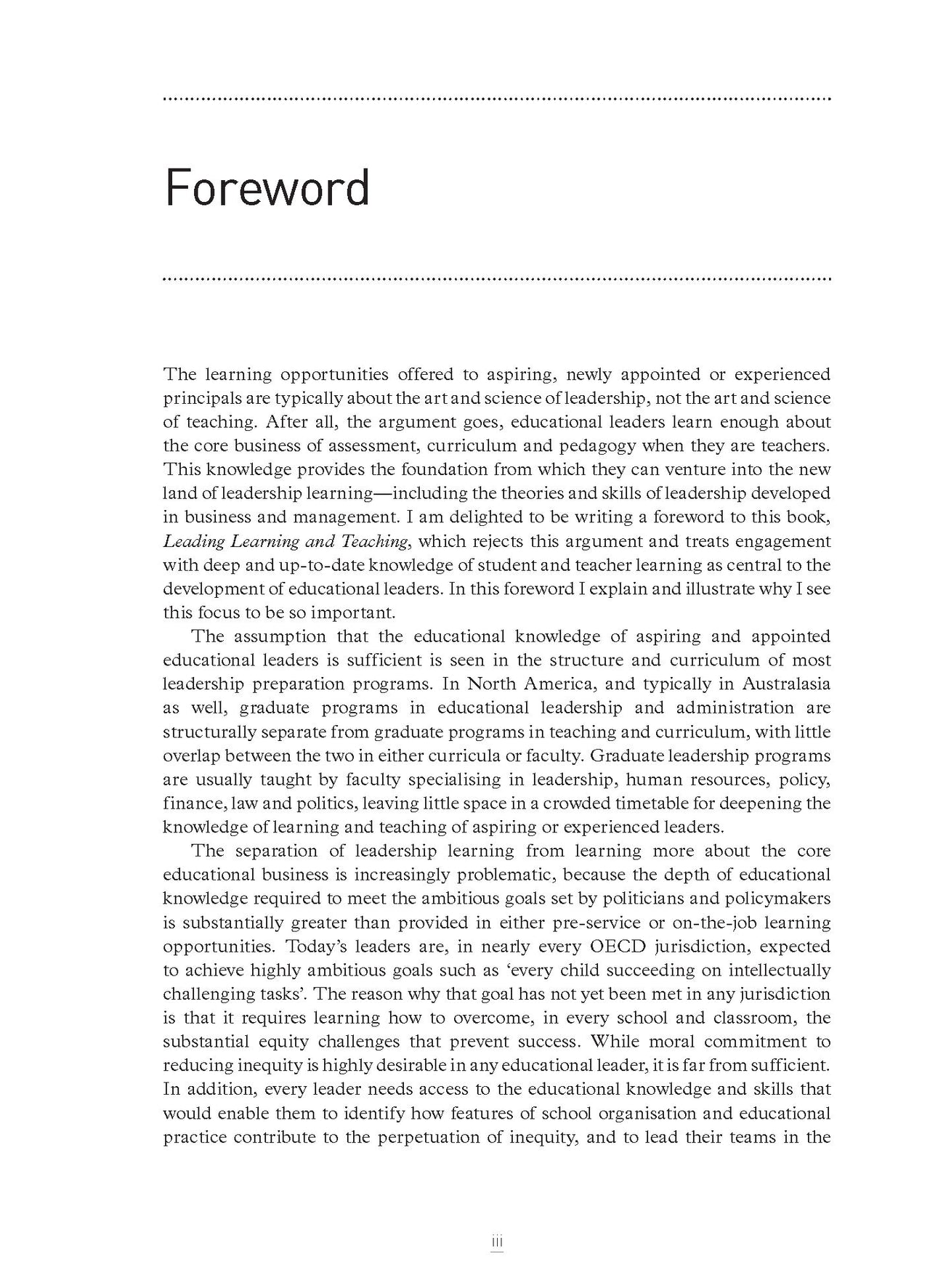 Leading Learning and Teaching