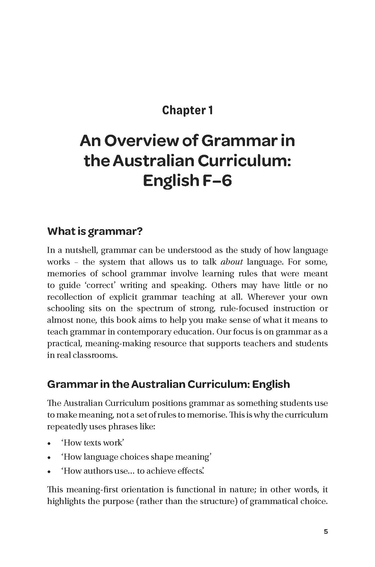 Teaching Grammar F–6